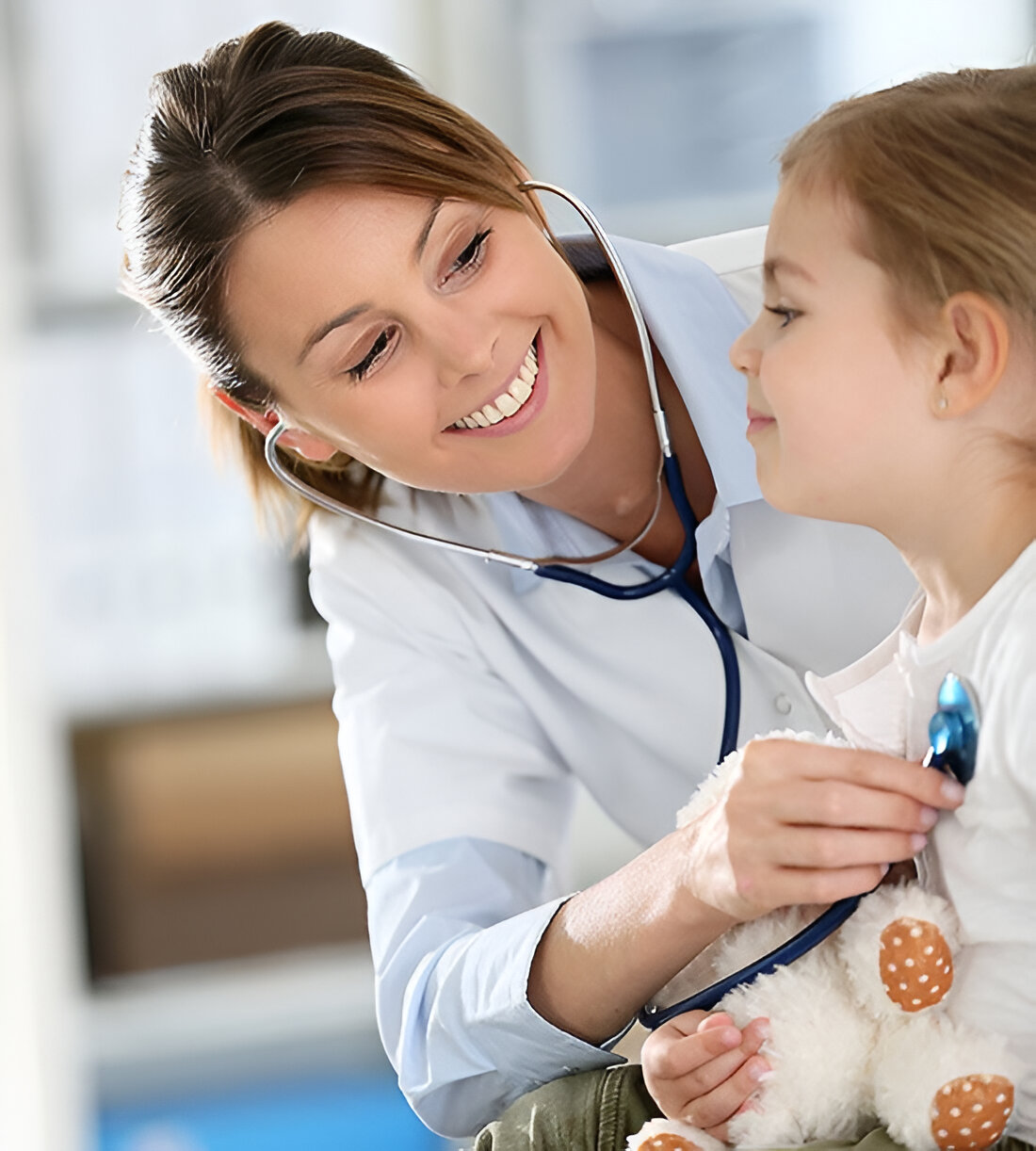 Pediatrician with child